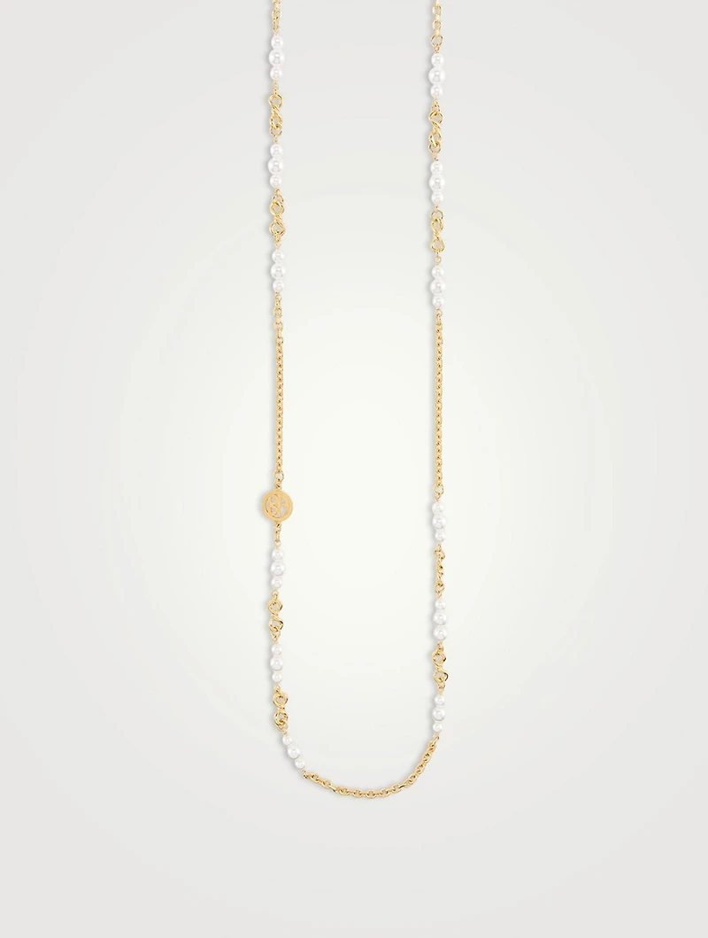 Long Pearl Chain Necklace