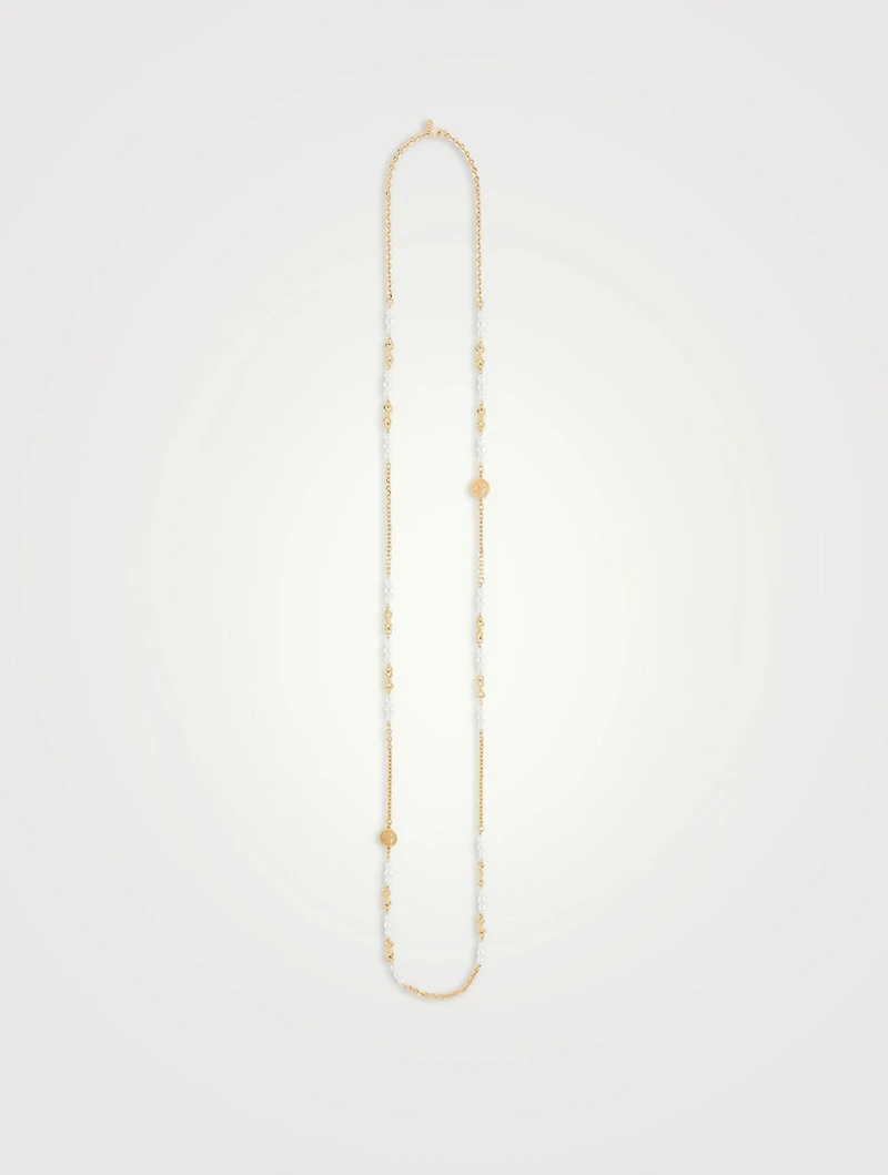 Long Pearl Chain Necklace