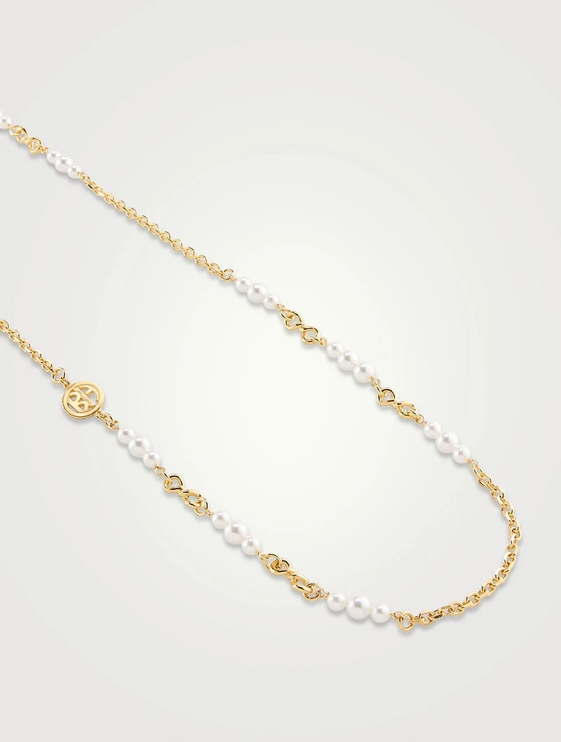 Long Pearl Chain Necklace