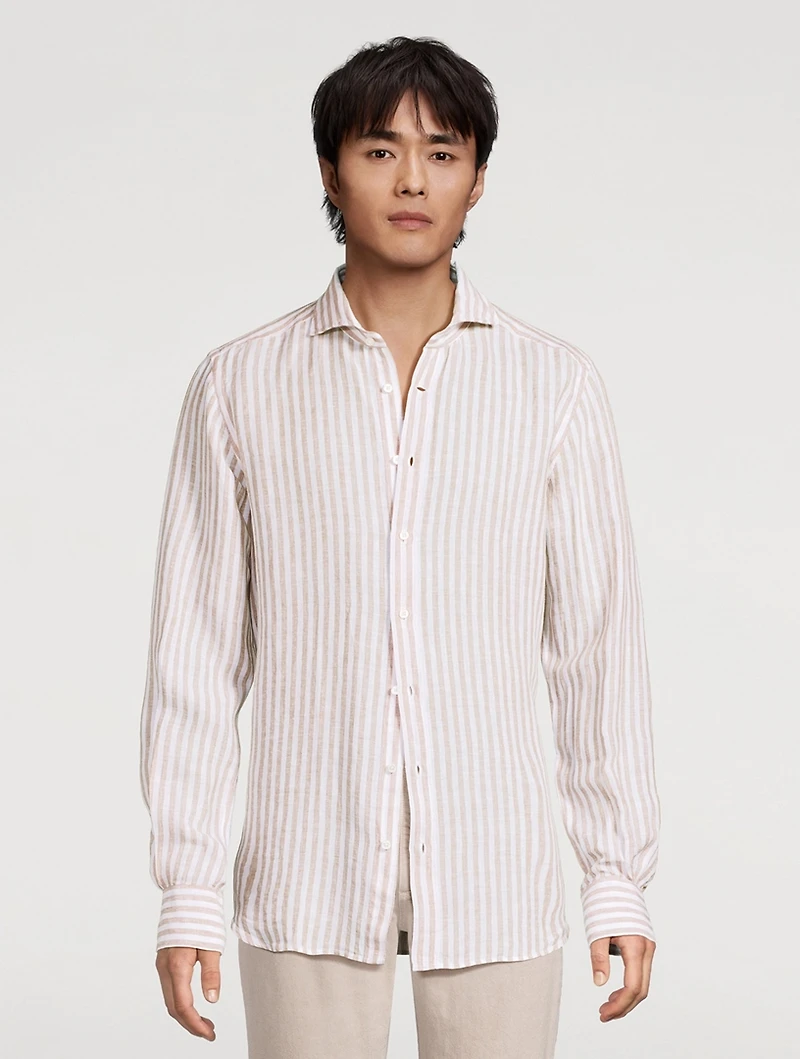 Lano Linen Shirt Stripe Print