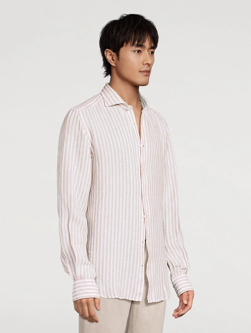 Lano Linen Shirt Stripe Print