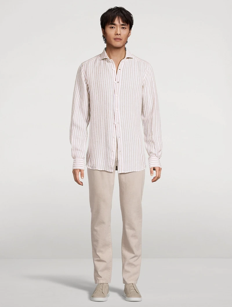 Lano Linen Shirt Stripe Print