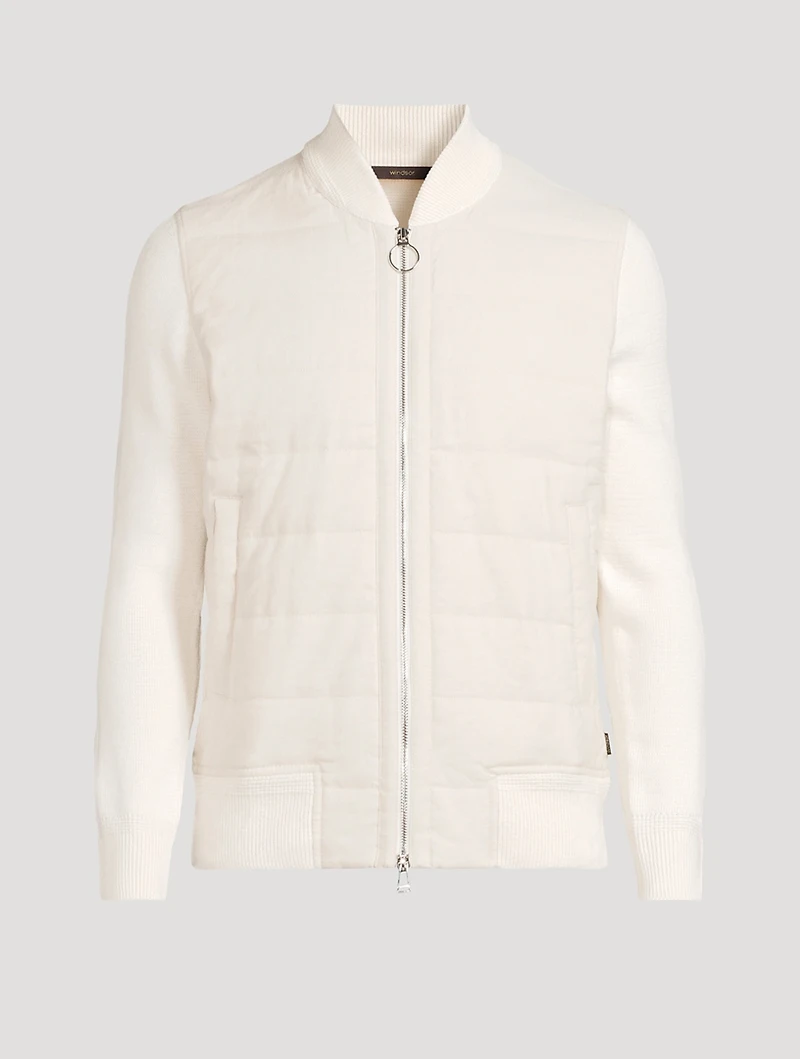 Calino Quilted-Front Zip Cardigan