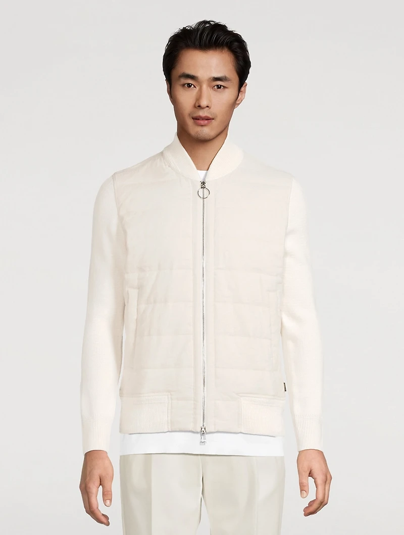 Calino Quilted-Front Zip Cardigan