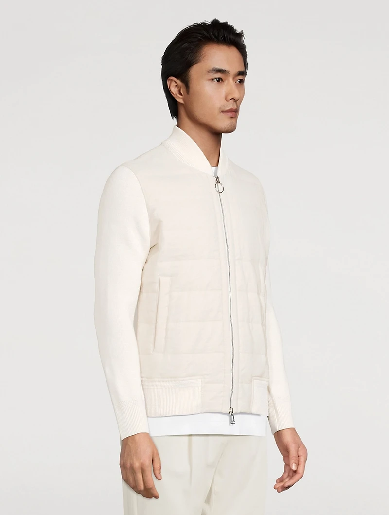 Calino Quilted-Front Zip Cardigan