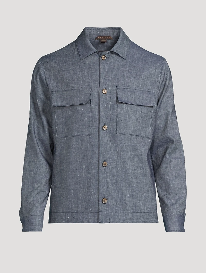 Lavoro Stretch Cotton And Linen Overshirt
