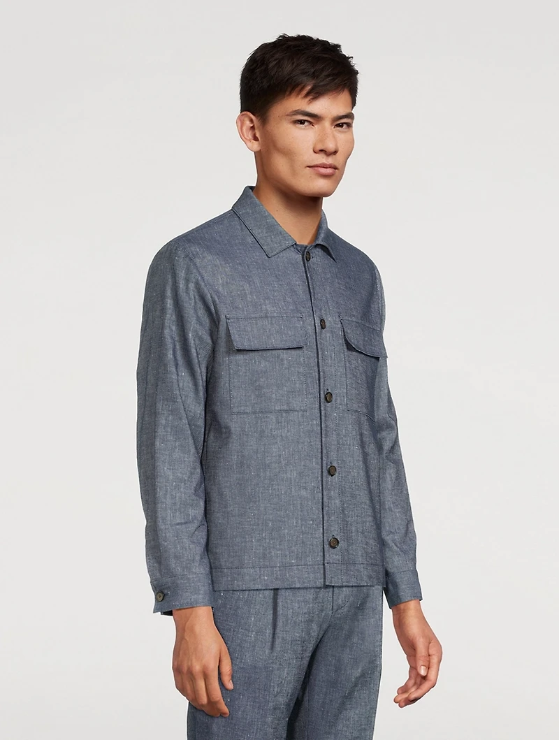 Lavoro Stretch Cotton And Linen Overshirt