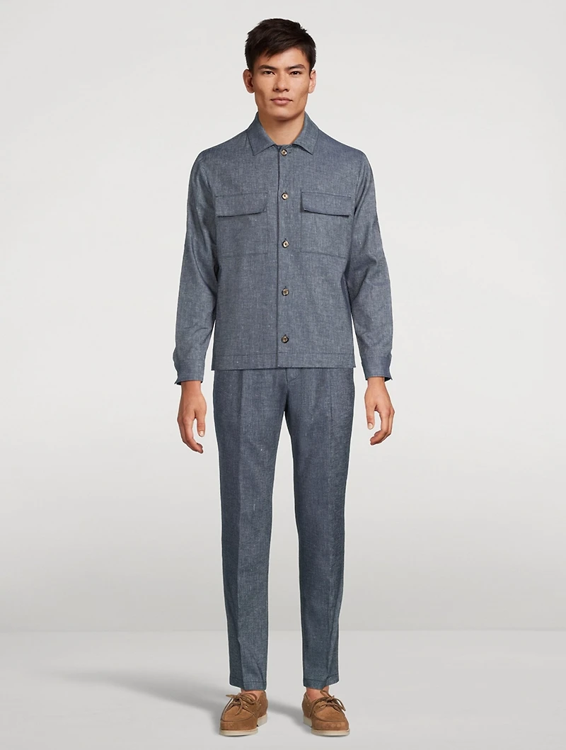 Lavoro Stretch Cotton And Linen Overshirt