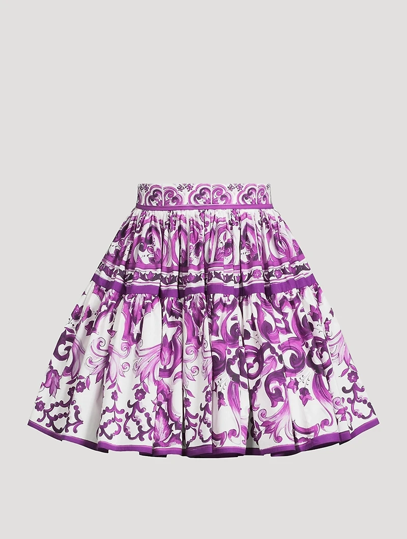 Poplin Mini Skirt Majolica Print