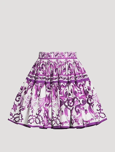 Poplin Mini Skirt Majolica Print