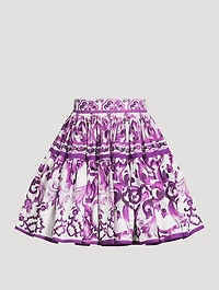 Poplin Mini Skirt Majolica Print