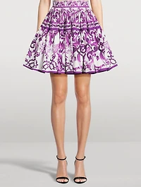 Poplin Mini Skirt Majolica Print