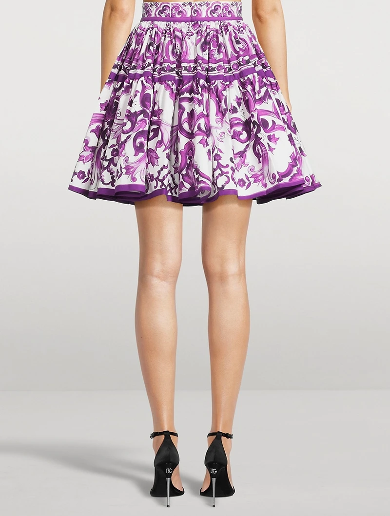 Poplin Mini Skirt Majolica Print