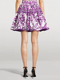 Poplin Mini Skirt Majolica Print