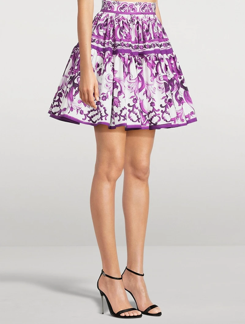Poplin Mini Skirt Majolica Print