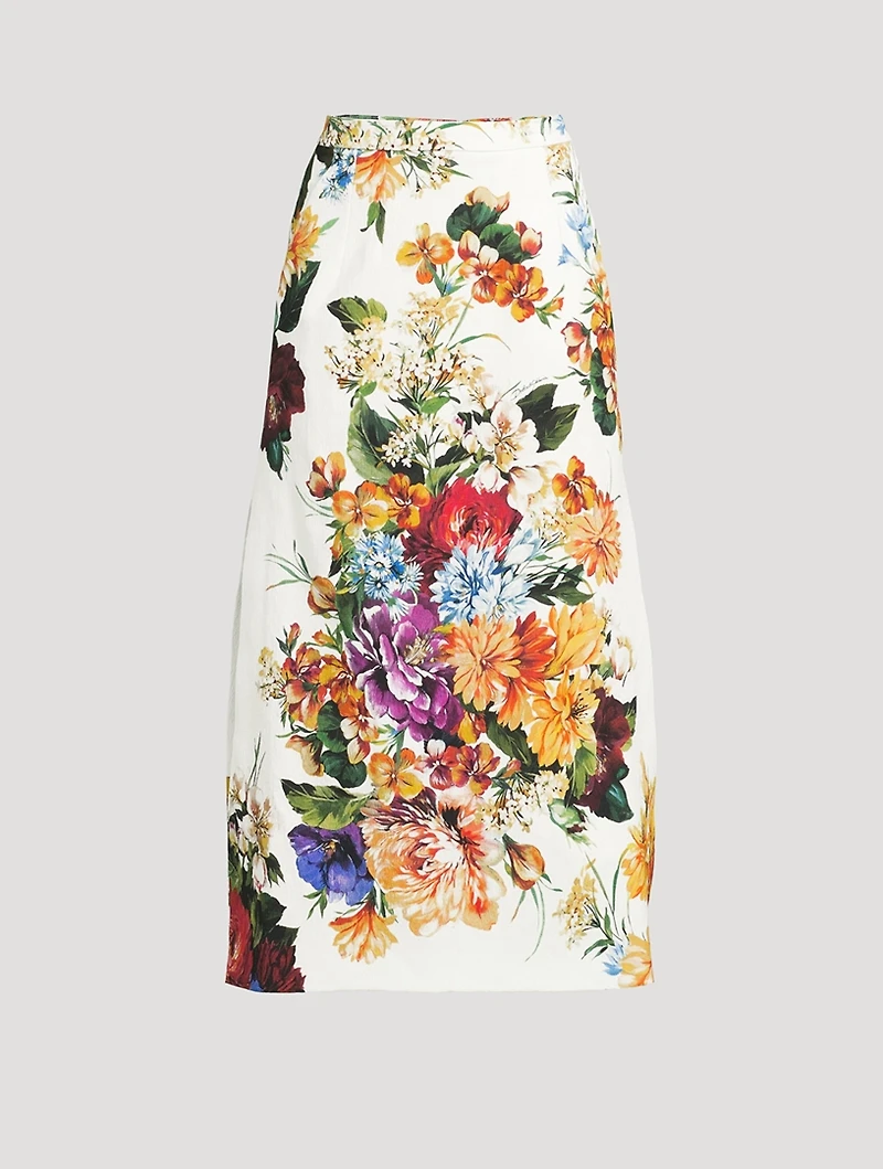 Poplin Skirt Flower Bouquet Print