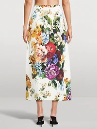Poplin Skirt Flower Bouquet Print