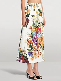 Poplin Skirt Flower Bouquet Print