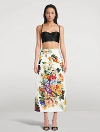 Poplin Skirt Flower Bouquet Print