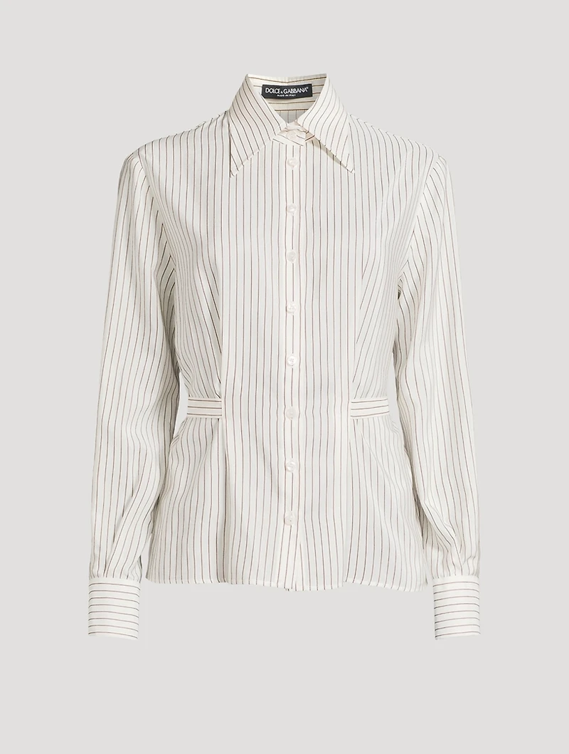 Cotton Silk Shirt Stripe Print