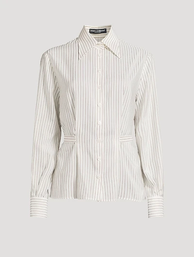Cotton Silk Shirt Stripe Print