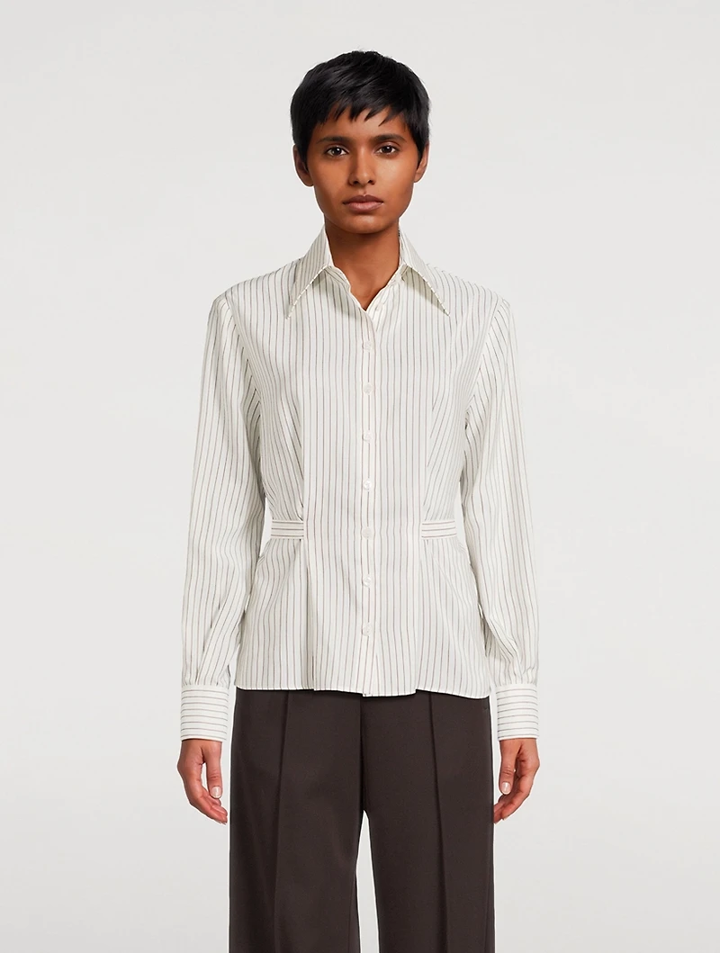 Cotton Silk Shirt Stripe Print