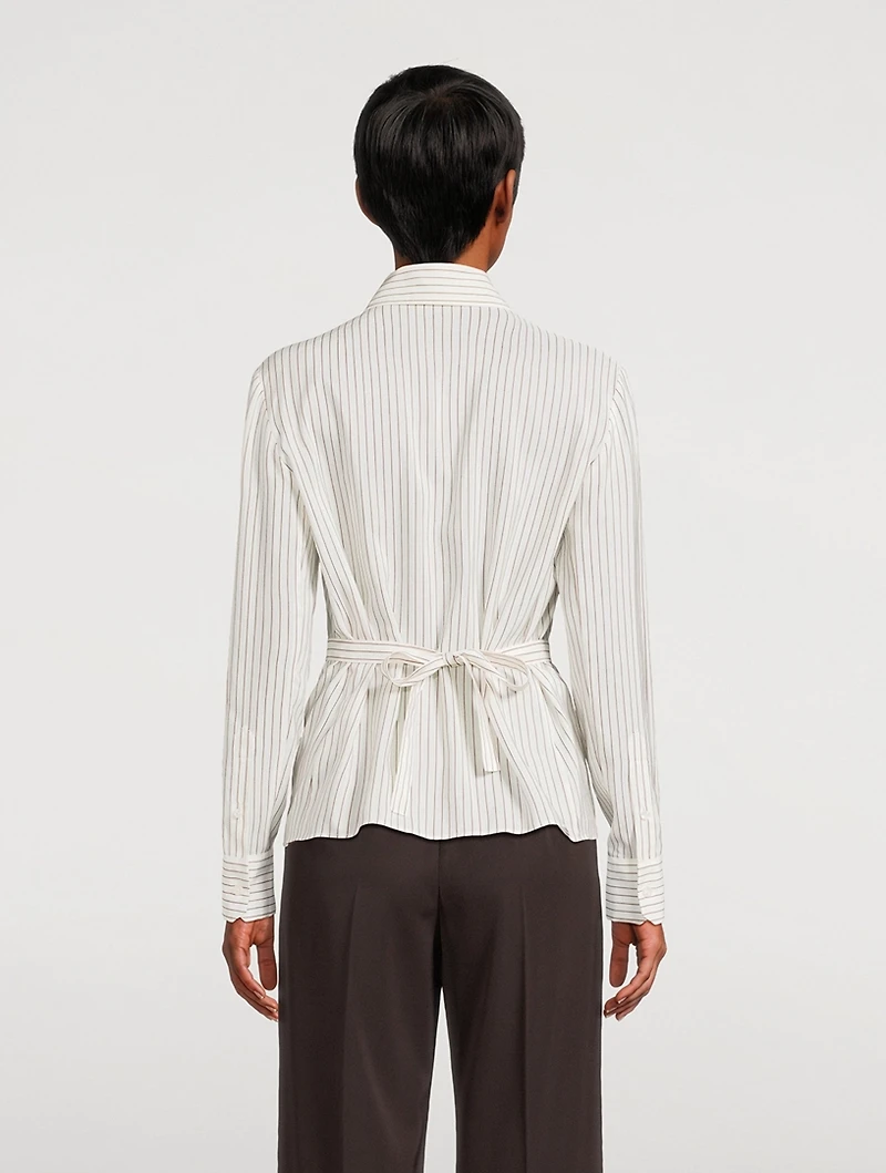 Cotton Silk Shirt Stripe Print