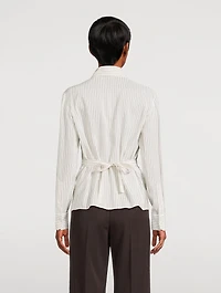 Cotton Silk Shirt Stripe Print
