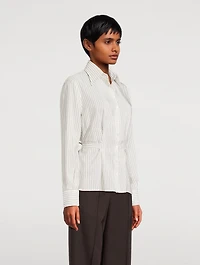 Cotton Silk Shirt Stripe Print