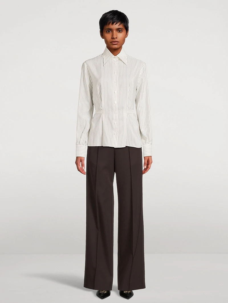 Cotton Silk Shirt Stripe Print