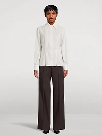 Cotton Silk Shirt Stripe Print