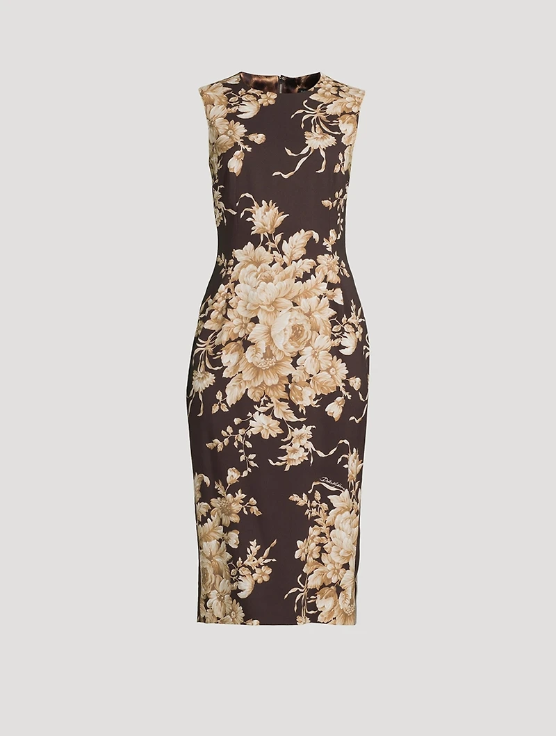 Charmeuse Sheath Dress Rose Print
