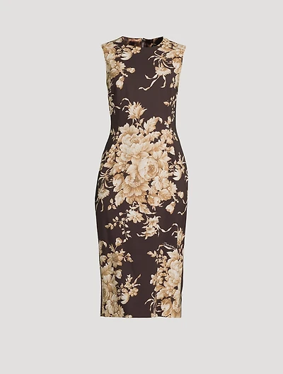 Charmeuse Sheath Dress Rose Print