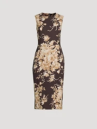 Charmeuse Sheath Dress Rose Print