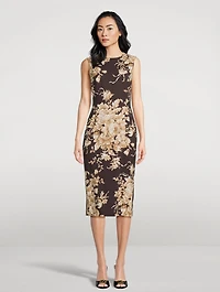 Charmeuse Sheath Dress Rose Print