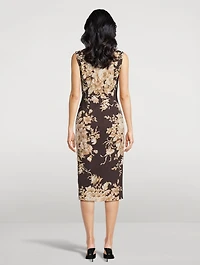 Charmeuse Sheath Dress Rose Print