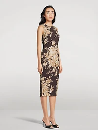 Charmeuse Sheath Dress Rose Print