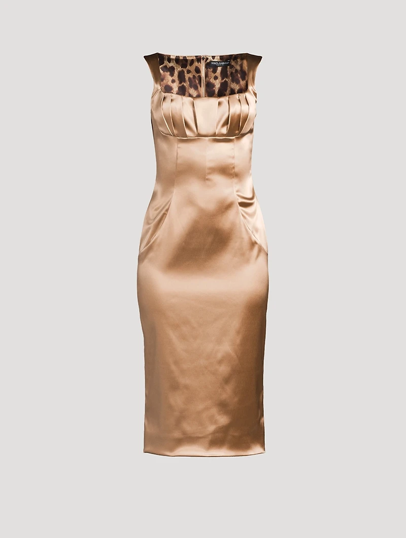 Stretch Satin Midi Dress