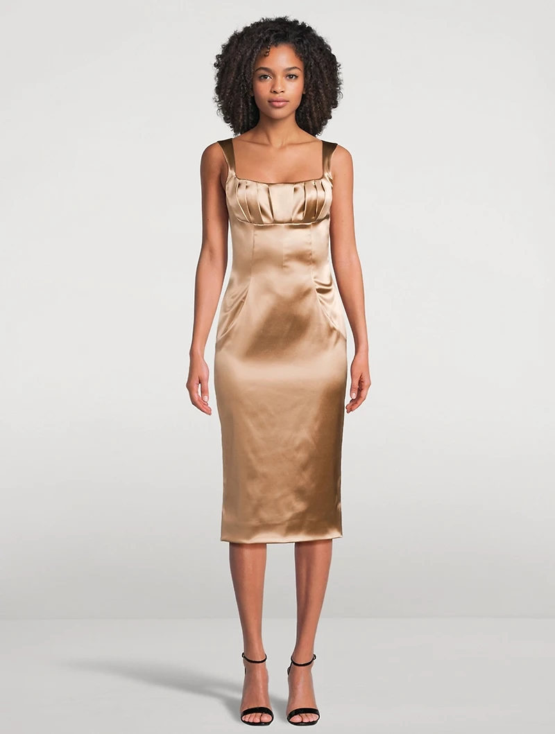 Stretch Satin Midi Dress