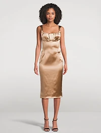 Stretch Satin Midi Dress