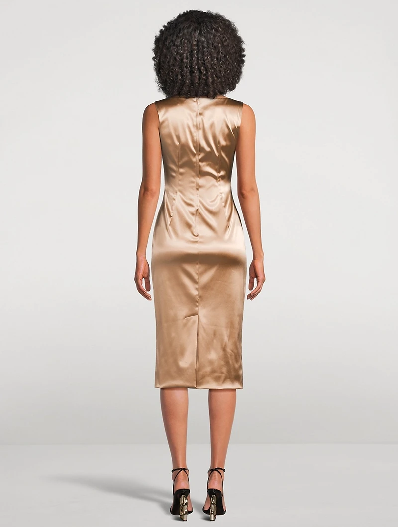 Stretch Satin Midi Dress