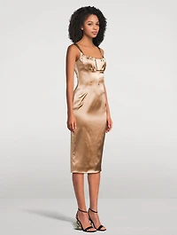 Stretch Satin Midi Dress