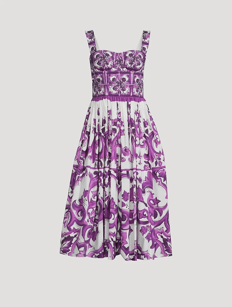 Corset Poplin Midi Dress Majolica Print