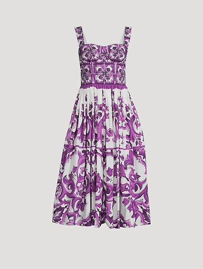 Corset Poplin Midi Dress Majolica Print