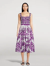 Corset Poplin Midi Dress Majolica Print
