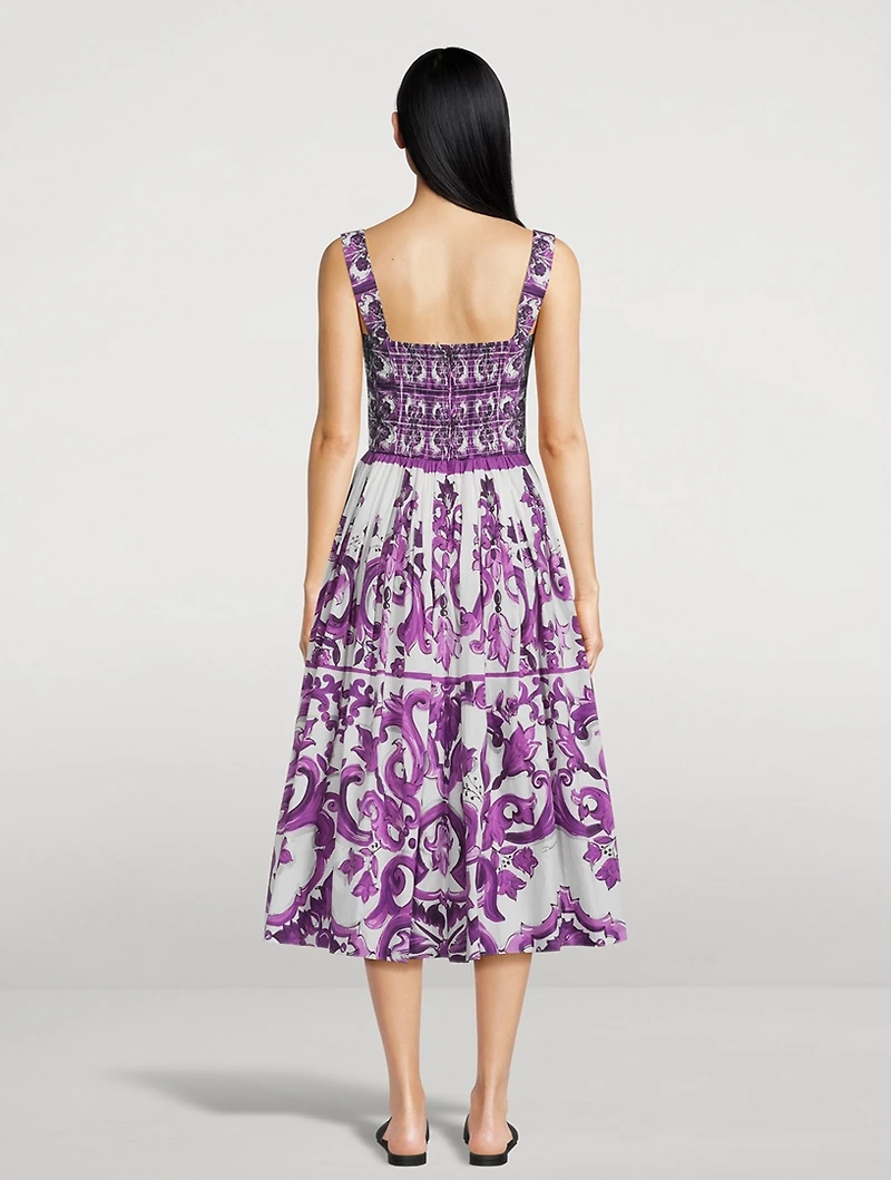 Corset Poplin Midi Dress Majolica Print