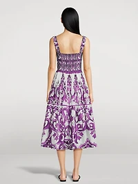 Corset Poplin Midi Dress Majolica Print