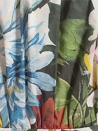Poplin Midi Dress Flower Bouquet Print