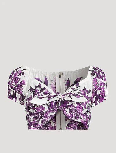 Tie-Front Crop Top Majolica Print