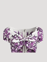 Tie-Front Crop Top Majolica Print